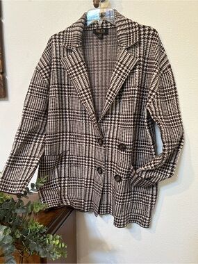 Truth Brown & Cream Checked Houndstooth Blazer